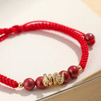 Fortune Jewel Cinnabar Handmade Year Of Snake String Protection Braided Bracelet