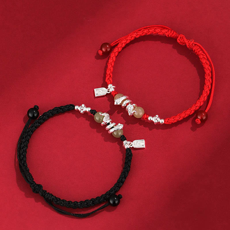 Fortune Jewel Hetian Jade Year of the Snake String Protection Braided Bracelet