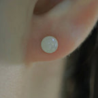 Fortune Jewel Round Jade Beaded Luck Stud Earrings