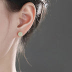 Fortune Jewel Round Jade Beaded Luck Stud Earrings