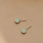Fortune Jewel Round Jade Beaded Luck Stud Earrings