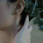 Fortune Jewel Round Jade Beaded Luck Stud Earrings
