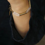 Fortune Jewel Copper Square White Crystal Luck Bracelet