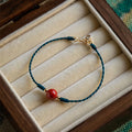 Fortune Jewel Handmade String Cinnabar Buckle Blessing Bracelet