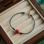 Fortune Jewel Handmade String Cinnabar Buckle Blessing Bracelet