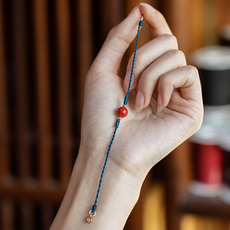 Fortune Jewel Handmade String Cinnabar Buckle Blessing Bracelet