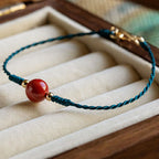 Fortune Jewel Handmade String Cinnabar Buckle Blessing Bracelet