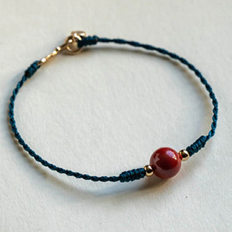 Fortune Jewel Handmade String Cinnabar Buckle Blessing Bracelet