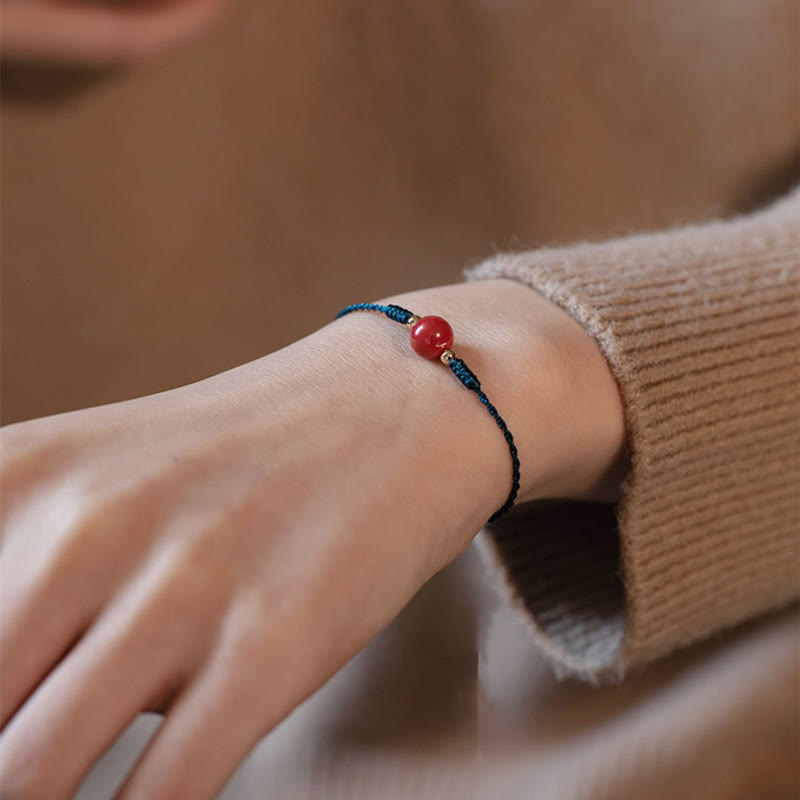 Fortune Jewel Handmade String Cinnabar Buckle Blessing Bracelet