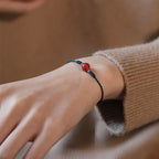 Fortune Jewel Handmade String Cinnabar Buckle Blessing Bracelet