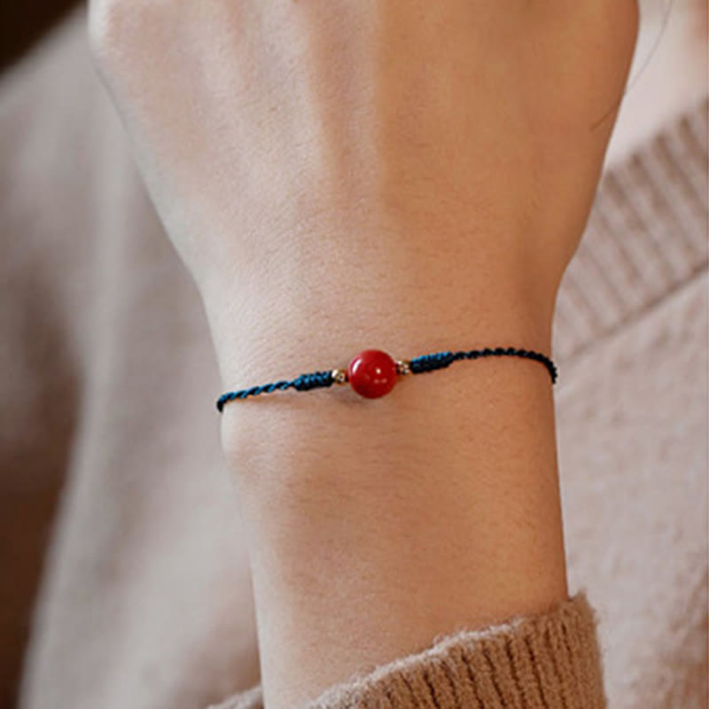 Fortune Jewel Handmade String Cinnabar Buckle Blessing Bracelet