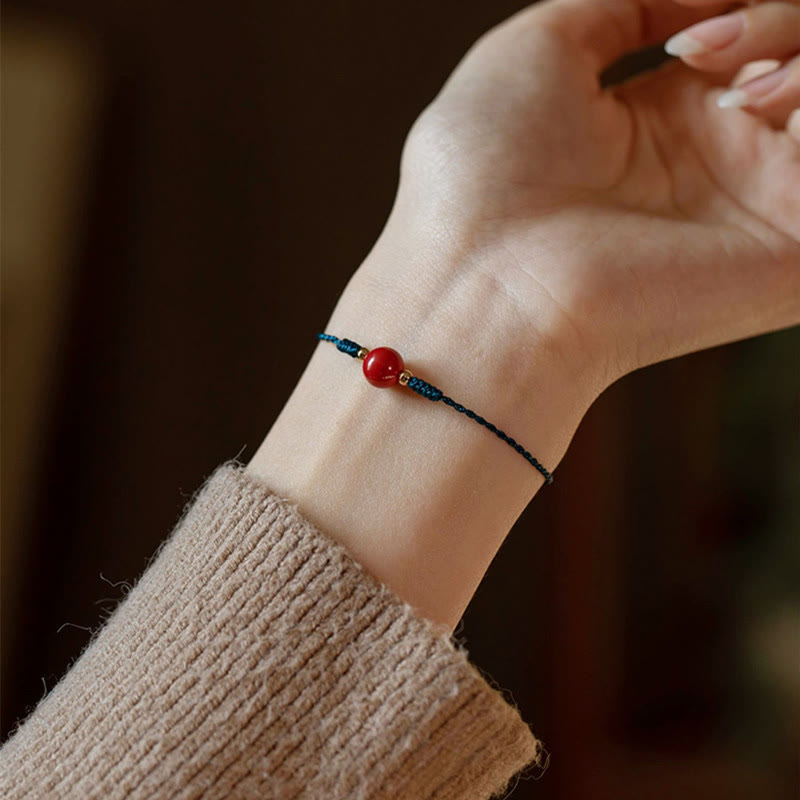 Fortune Jewel Handmade String Cinnabar Buckle Blessing Bracelet