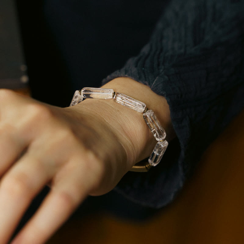 Fortune Jewel Square White Crystal Copper Luck Healing Bracelet