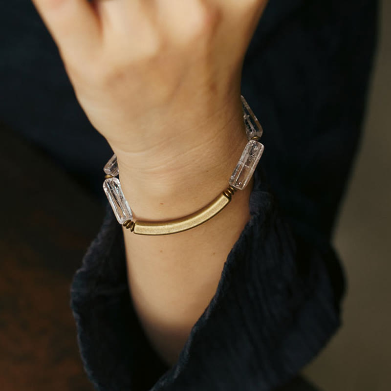 Fortune Jewel Square White Crystal Copper Luck Healing Bracelet