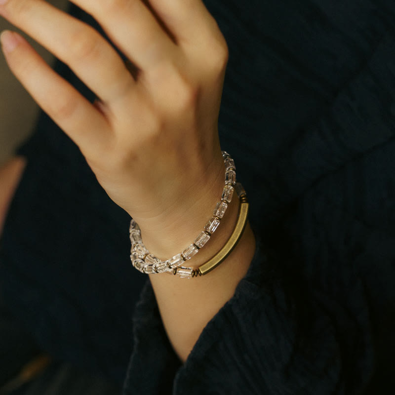 Fortune Jewel Square White Crystal Copper Luck Bracelet