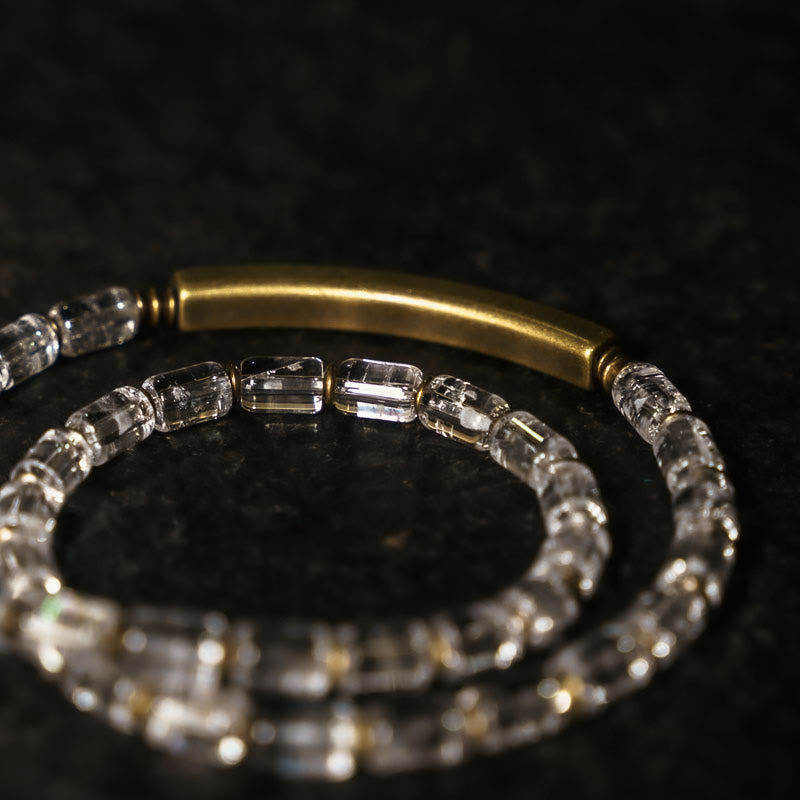 Fortune Jewel Square White Crystal Copper Luck Bracelet