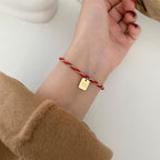 Fortune Jewel Red String Gold Plated Copper Good Luck Strength Bracelet