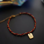 Fortune Jewel Red String Gold Plated Copper Good Luck Strength Bracelet
