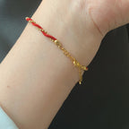 Fortune Jewel Red String Gold Plated Copper Good Luck Strength Bracelet