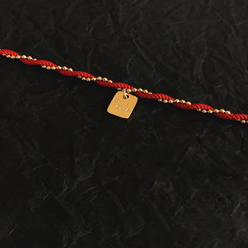 Fortune Jewel Red String Gold Plated Copper Good Luck Strength Bracelet