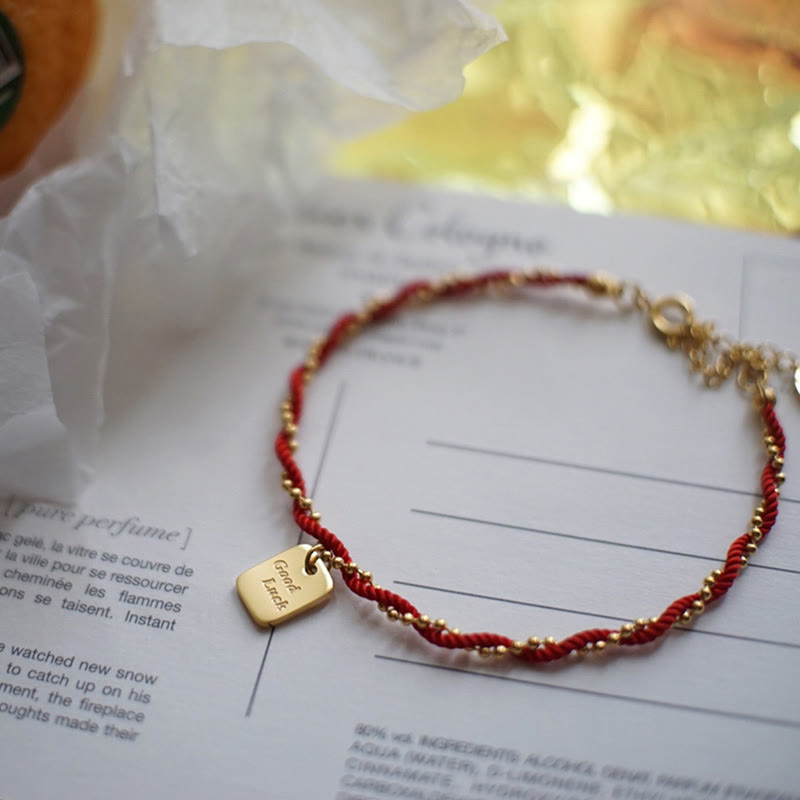 Fortune Jewel Red String Gold Plated Copper Good Luck Strength Bracelet
