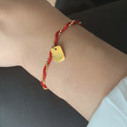 Fortune Jewel Red String Gold Plated Copper Good Luck Strength Bracelet