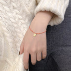 Fortune Jewel Red String Gold Plated Copper Good Luck Strength Bracelet