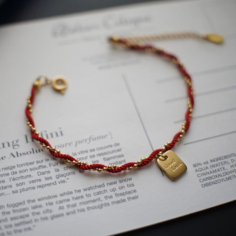 Fortune Jewel Red String Gold Plated Copper Good Luck Strength Bracelet