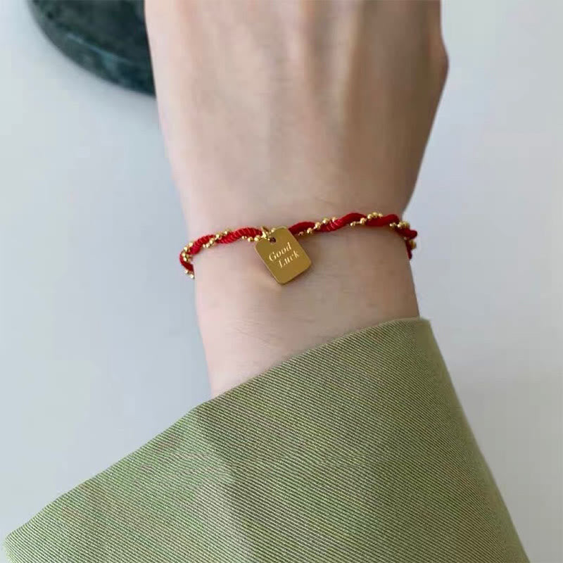 Fortune Jewel Red String Gold Plated Copper Good Luck Strength Bracelet