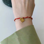 Fortune Jewel Red String Gold Plated Copper Good Luck Strength Bracelet