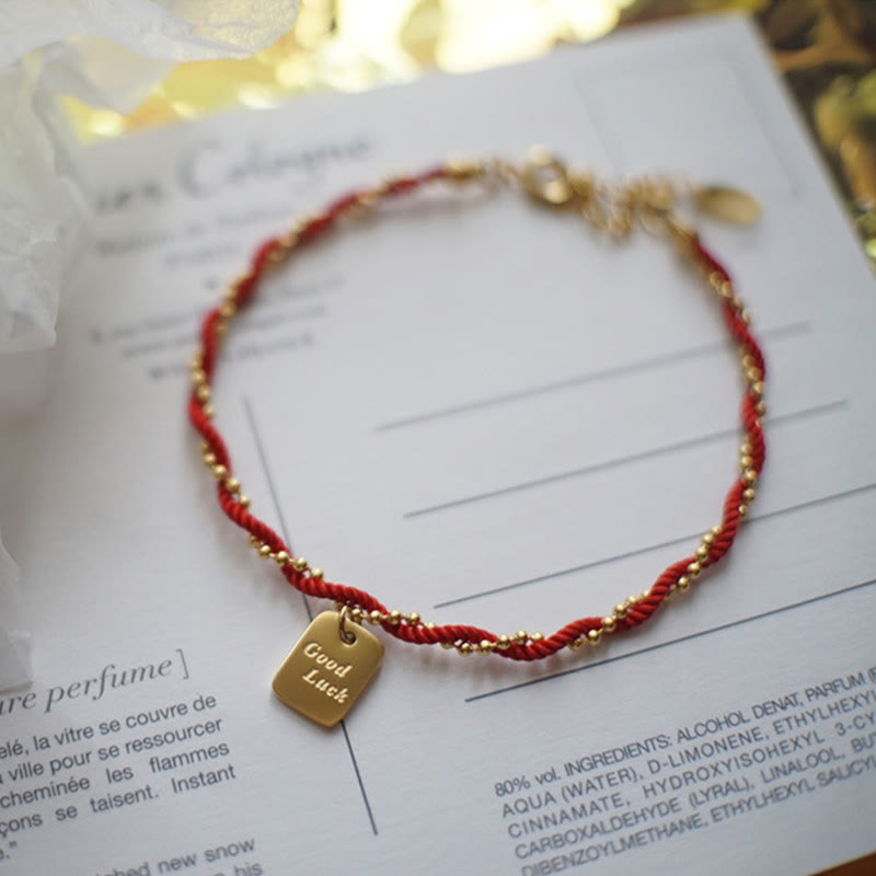Fortune Jewel Red String Gold Plated Copper Good Luck Strength Bracelet