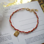 Fortune Jewel Red String Gold Plated Copper Good Luck Strength Bracelet