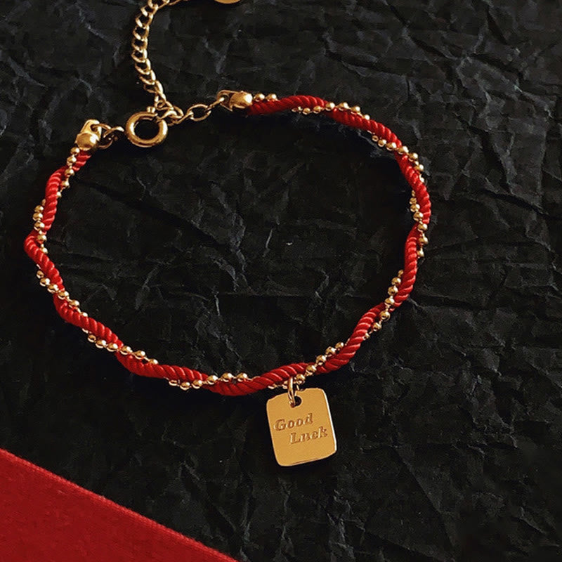 Fortune Jewel Red String Gold Plated Copper Good Luck Strength Bracelet