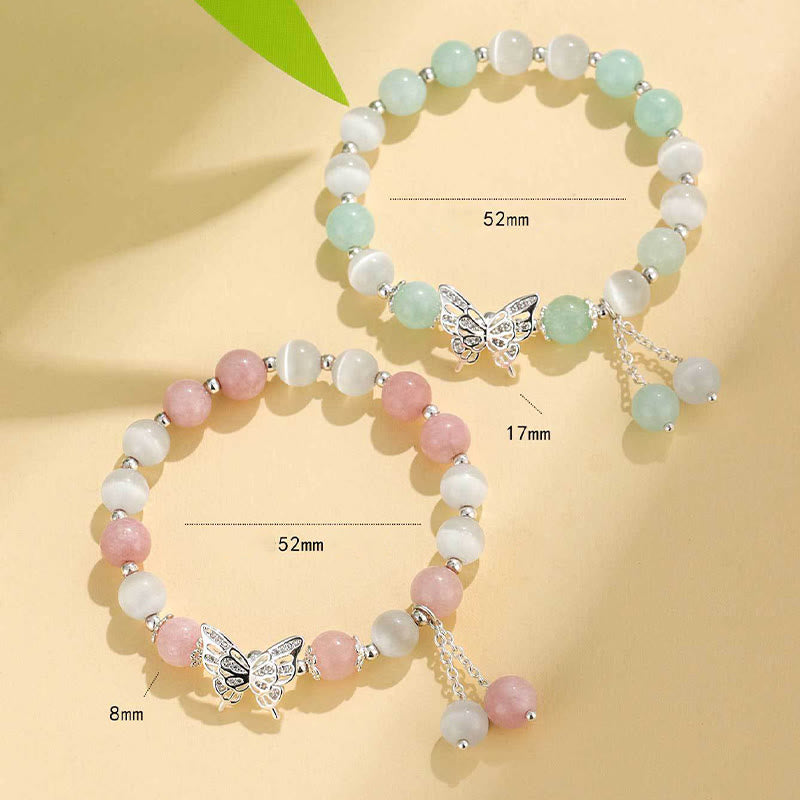 Fortune Jewel Chrysoberyl Cat's Eye Chalcedony Butterfly Love Bracelet