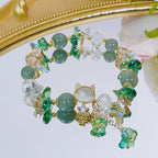Fortune Jewel Amethyst Green Crystal Red Crystal Cat Balance Bracelet