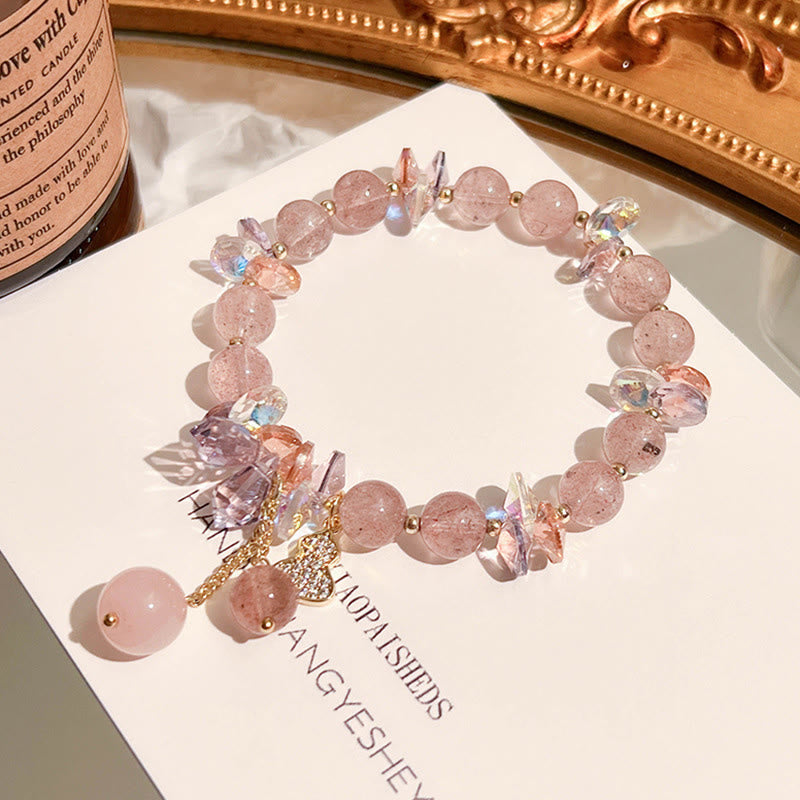 Fortune Jewel Strawberry Quartz Crystal Gourd Positive Bracelet