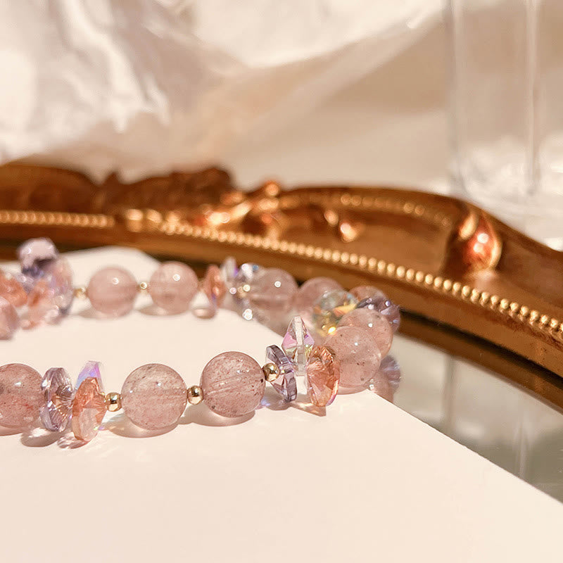 Fortune Jewel Strawberry Quartz Crystal Gourd Positive Bracelet