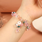 Fortune Jewel Pink Crystal Green Crystal White Crystal Flower Warmth Bracelet