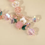 Fortune Jewel Pink Crystal Green Crystal White Crystal Flower Warmth Bracelet