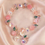 Fortune Jewel Pink Crystal Green Crystal White Crystal Flower Warmth Bracelet