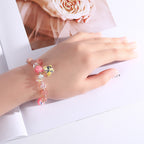 Fortune Jewel Strawberry Quartz White Crystal Pink Crystal Butterfly Love Bracelet