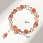 Fortune Jewel Strawberry Quartz White Crystal Pearl Liuli Heart Healing Bracelet