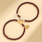 Fortune Jewel Garnet 925 Sterling Silver Fish Fu Character Purification Bracelet