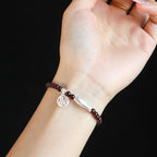 Fortune Jewel Garnet 925 Sterling Silver Fish Fu Character Purification Bracelet