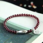 Fortune Jewel Garnet 925 Sterling Silver Fish Fu Character Purification Bracelet
