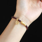 Fortune Jewel Garnet 925 Sterling Silver Fish Fu Character Purification Bracelet