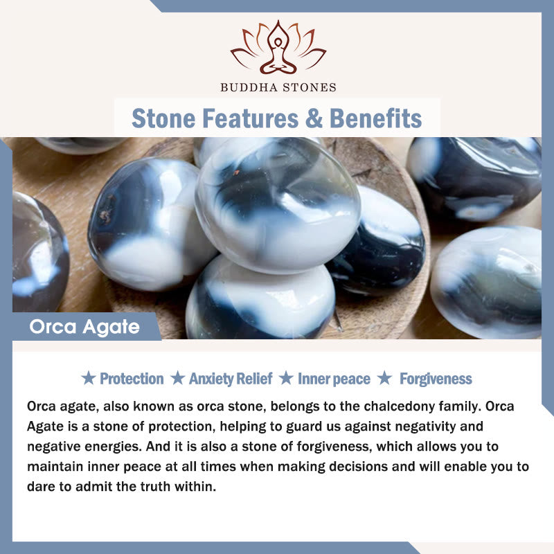 Fortune Jewel Orca Agate Protection Bracelet
