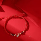 Fortune Jewel 925 Sterling Silver Hetian Jade Cinnabar Koi Fish Year Of Snake Red String Protection Braided Bracelet - Fortune Jewel
