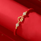 Fortune Jewel 925 Sterling Silver Hetian Jade Cinnabar Koi Fish Year Of Snake Red String Protection Braided Bracelet - Fortune Jewel