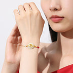 Fortune Jewel 925 Sterling Silver Hetian Jade Peace Buckle Fu Character Year Of Snake Red String Protection Braided Bracelet - Fortune Jewel